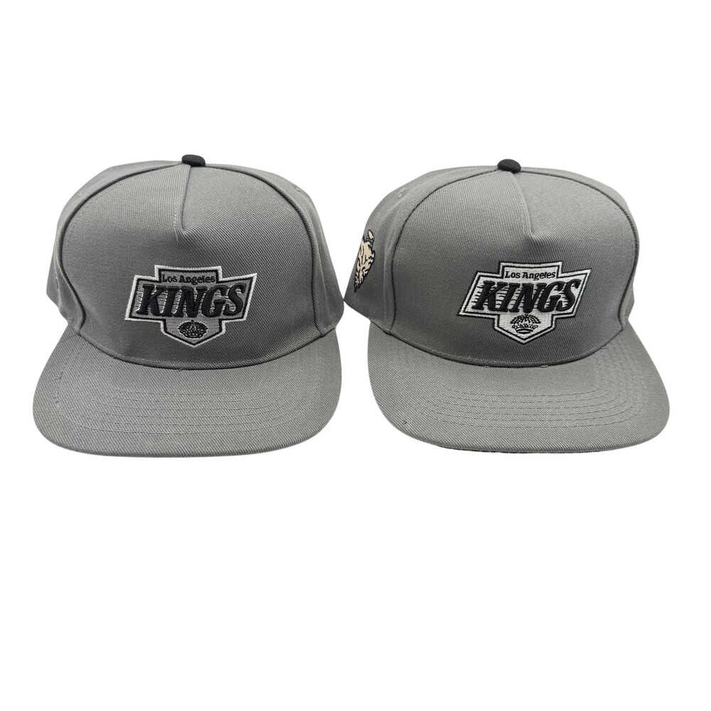 Los Angeles Kings Hat Cap Snap Back One Size Mens Gray NHL Hockey Lot Of 2